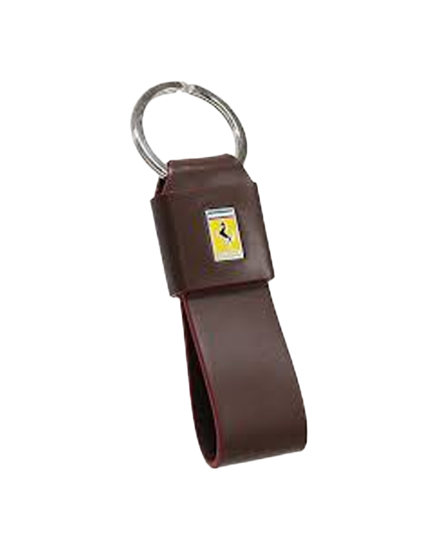 Picture of Ferrari Emblem Leather Strap Shaped Keyring(Brown)