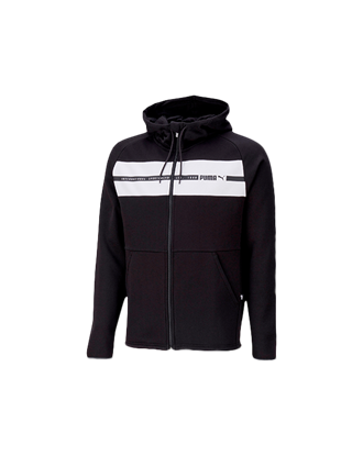 Picture of Puma Men's Hooded Full-Zip Fleece II -Black/White